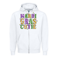 White mardi gras cutie Zipper Hoodie - MaliasSmallBusiness