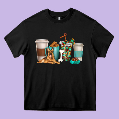 German Shepherd Dog Coffee Cups Heavy Core Tee Designed By Texasbilliewilder