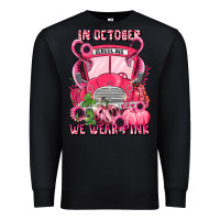 Black in october we wear pink halloween school bus Premium Sweatshirt - LillyAllenDesigns