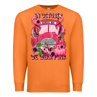 Carrot in october we wear pink halloween school bus Premium Sweatshirt - LillyAllenDesigns