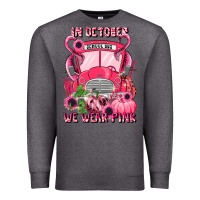 Charcoal Heather in october we wear pink halloween school bus Premium Sweatshirt - LillyAllenDesigns