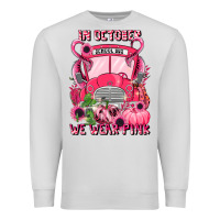 Dove Grey in october we wear pink halloween school bus Premium Sweatshirt - LillyAllenDesigns