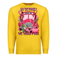 Lemon in october we wear pink halloween school bus Premium Sweatshirt - LillyAllenDesigns