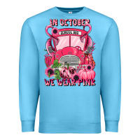 Ocean Blue in october we wear pink halloween school bus Premium Sweatshirt - LillyAllenDesigns