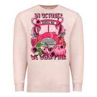 Pale Pink in october we wear pink halloween school bus Premium Sweatshirt - LillyAllenDesigns