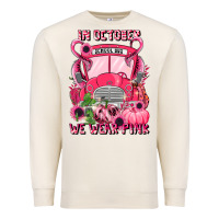In October We Wear Pink Halloween School Bus Premium Sweatshirt | Teevron