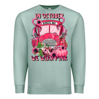 Seafoam in october we wear pink halloween school bus Premium Sweatshirt - LillyAllenDesigns