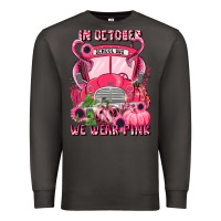 Smoke in october we wear pink halloween school bus Premium Sweatshirt - LillyAllenDesigns