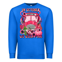 True Royal in october we wear pink halloween school bus Premium Sweatshirt - LillyAllenDesigns