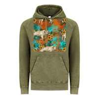 Vintage Olive western charolais cow seamless pattern Vintage Hoodie - HRA Design Shop