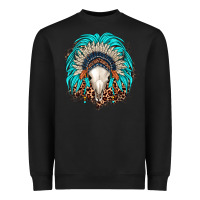 Black bull skull indian headdress Heavyweight Sweatshirt - JahusDesignShop