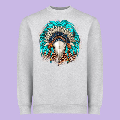 Bull Skull Indian Headdress Heavyweight Sweatshirt Designed By Jahusdesignshop