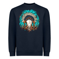 Navy bull skull indian headdress Heavyweight Sweatshirt - JahusDesignShop
