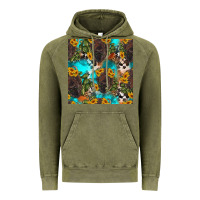 Vintage Olive western bison and sunflowers seamless pattern Vintage Hoodie - HRA Design Shop