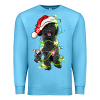 Ocean Blue christmas black poodles dog Premium Sweatshirt - LillyAllenDesigns