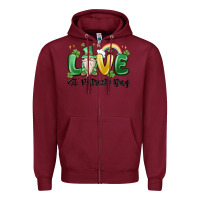 Burgundy love st. patricks day gnome Zipper Hoodie - MaliasSmallBusiness
