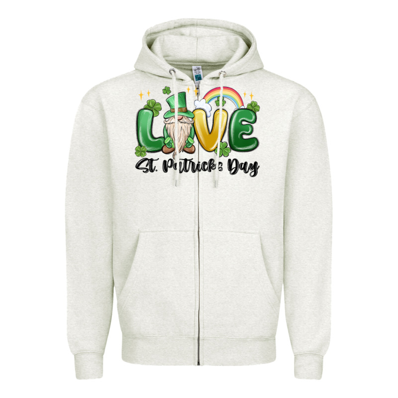 Love St. Patricks Day Gnome Zipper Hoodie by MaliasSmallBusiness | Teevron