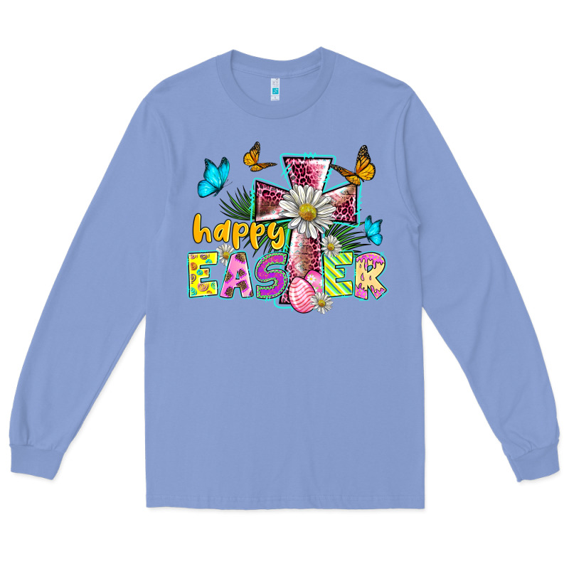 Happy Easter Cross Long Sleeve Tee by BarkalooDesign | Teevron