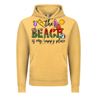 Vintage Mustard the beach is my happy place Vintage Hoodie - CowhideDigitalArt