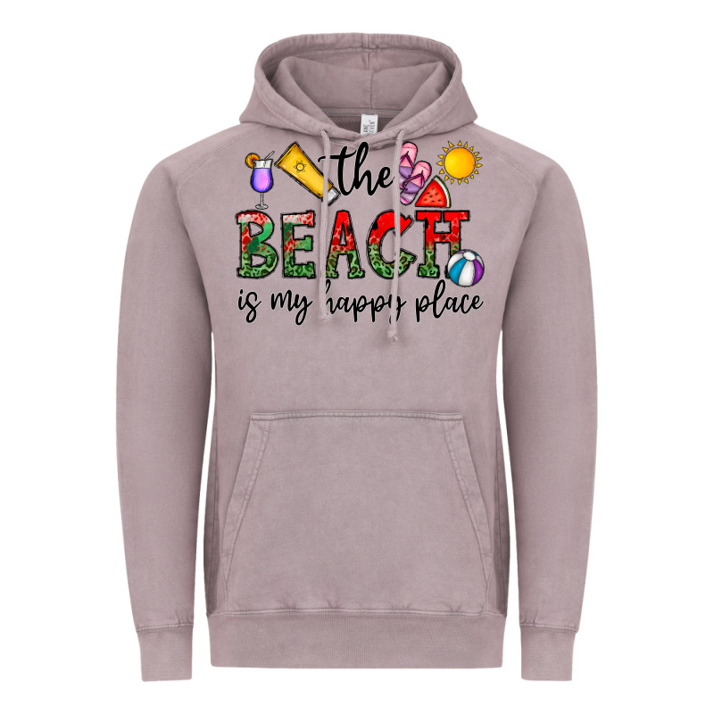 The Beach Is My Happy Place Vintage Hoodie by CowhideDigitalArt | Teevron