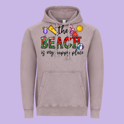 The Beach Is My Happy Place Vintage Hoodie Designed By Cowhidedigitalart