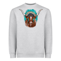 Heather Grey texas longhorn indian headdress Heavyweight Sweatshirt - JahusDesignShop