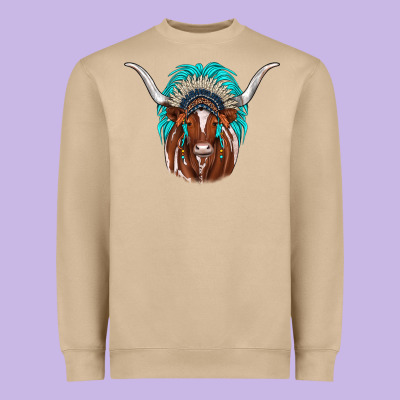 Texas Longhorn Indian Headdress Heavyweight Sweatshirt Designed By Jahusdesignshop
