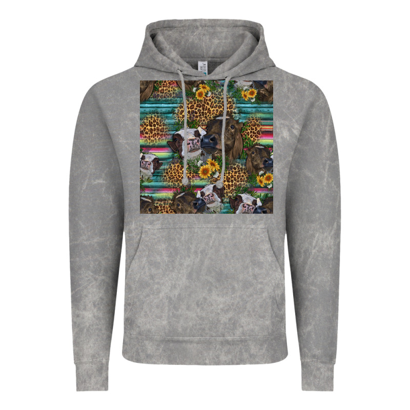 Western Two Cute Heifers Seamless Pattern Vintage Hoodie by HRA Design Shop | Teevron