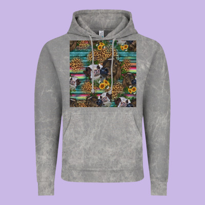 Western Two Cute Heifers Seamless Pattern Vintage Hoodie Designed By Hra Design Shop