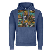 Vintage Denim western two cute heifers seamless pattern Vintage Hoodie - HRA Design Shop