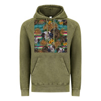 Vintage Olive western two cute heifers seamless pattern Vintage Hoodie - HRA Design Shop
