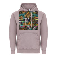 Vintage Zinc western two cute heifers seamless pattern Vintage Hoodie - HRA Design Shop