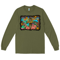 Army Green wooden cross background Long Sleeve Tee - BarkalooDesign