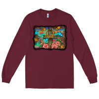 Burgundy wooden cross background Long Sleeve Tee - BarkalooDesign