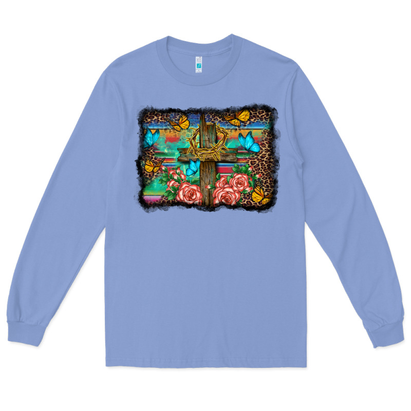 Wooden Cross Background Long Sleeve Tee by BarkalooDesign | Teevron