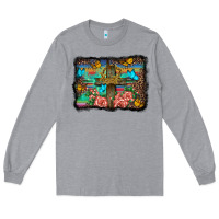 Heather Grey wooden cross background Long Sleeve Tee - BarkalooDesign