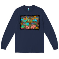 Navy wooden cross background Long Sleeve Tee - BarkalooDesign