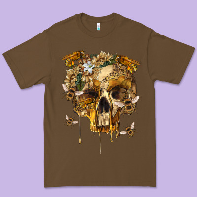 Premium Tee Flower Skeleton Bees