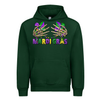 Forest Green mardi gras skeleton hands Urban Hoodie - CowGirlArtShop