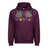 Mauve Wine mardi gras skeleton hands Urban Hoodie - CowGirlArtShop
