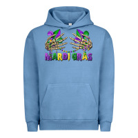 Pigment Pebble Blue mardi gras skeleton hands Urban Hoodie - CowGirlArtShop