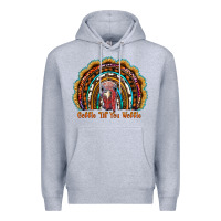 Heather Grey gobble till you wobble thanksgiving rainbow Premium Hoodie - RanaPortraitStore