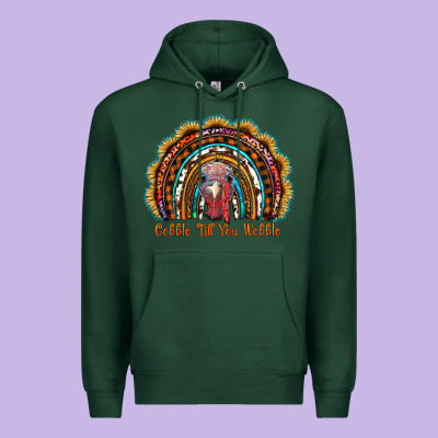 Gobble Till You Wobble Thanksgiving Rainbow Premium Hoodie Designed By Ranaportraitstore