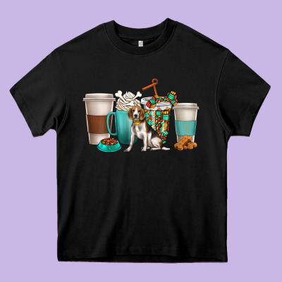 Beagle Dog Coffee Cups Heavy Core Tee Designed By Texasbilliewilder