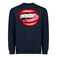 Navy Lips Dental Braces Heavyweight Sweatshirt - Artiststas