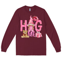 Burgundy hug me with gnome Long Sleeve Tee - NancyCooperArtShop
