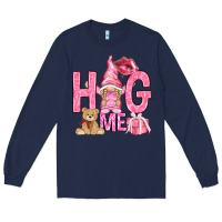 Navy hug me with gnome Long Sleeve Tee - NancyCooperArtShop