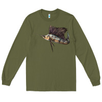 Army Green Atlantic Sailfish Illustrations Long Sleeve Tee - LillyAllenDesigns