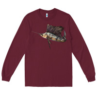 Burgundy Atlantic Sailfish Illustrations Long Sleeve Tee - LillyAllenDesigns