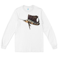 White Atlantic Sailfish Illustrations Long Sleeve Tee - LillyAllenDesigns
